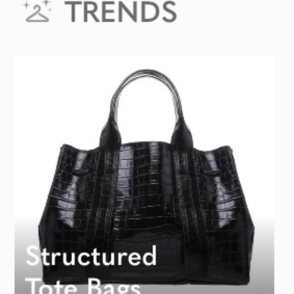 VINTAGE BRAHMIN DESIGNER BLACK 100% LEATHER BROWN CROC STRUCTURED BAG PURSE - Picture 2 of 16